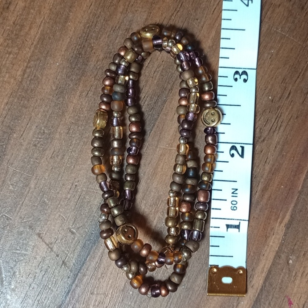 Handcrafted Brown and Gold Beaded Bracelet Set - New - Picture 7 of 7